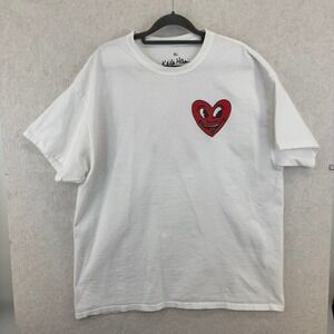 Keith Haring Foundation Licensed White T Shirt Men's XL Red Heart Graphic Tee